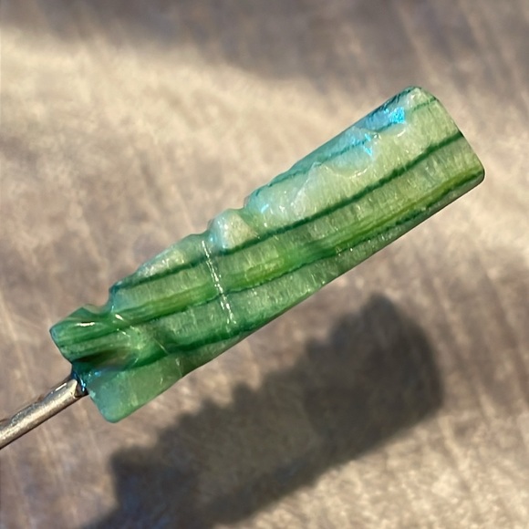 Mexican Green Jade Mayan Calendar Spoon Silver 4 1/4” - Picture 8 of 11